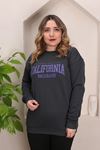 RENKTE YAZILI GENİŞ KESİM ŞARDONLU ANTRASİT SWEAT