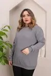 RENKTE GENİŞ KESİM ŞARDONLU DÜZ FÜME SWEAT