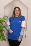 RENKTE STANDART KOLLARI DESENLİ SAKS MAVİ TRİKO KAZAK