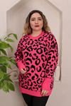 RENKTE STANDART LEOPAR DESEN PEMBE TRİKO KAZAK
