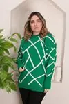 RENKTE STANDART DESENLİ YEŞİL TRİKO KAZAK