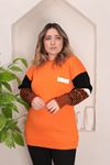 RENKTE STANDART KOLLARI DESENLİ TURUNCU TRİKO KAZAK