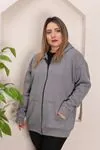 RENKTE BATTAL ÜÇ İPLİK FERMUARLI GRİ CEKET