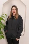 RENKTE BATTAL ÜÇ İPLİK FERMUARLI ANTRASİT CEKET
