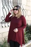 RENKTE ASİMETRİK BORDO TUNİK&BLUZ