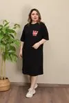 RENKTE ÖN YAZILI SİYAH ELBİSE