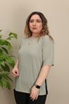 RENKTE BASİC DİRSEK KOL MİNT TSHİRT
