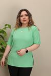 RENKTE DİRSEK KOL PAMUKLU ESNEK MİNT YEŞİLİ TSHİRT