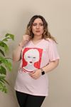 RENKTE V YAKA KIZ BASKILI PUDRA TSHİRT