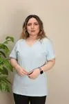 RENKTE GENİŞ KESİM V YAKA MİNT TSHİRT