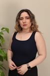 RENKTE KALIN ASKILI FİTİLLİ LACİVERT CROP