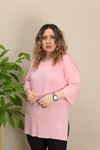 RENKTE YAN YIRTMAÇLI DUBLE KOL V YAKA SOMON TSHİRT