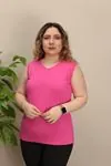 RENKTE KALIN ASKILI LACİVERT&FUŞYA İKİLİ BLUZ