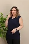 RENKTE KALIN ASKILI LACİVERT&FUŞYA İKİLİ BLUZ