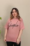 RENKTE YAZILI PUDRA PEMBE TSHİRT