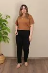 RENKTE DAR PAÇA ÇIMALI SİYAH KREP PANTOLON