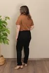 RENKTE DAR PAÇA ÇIMALI SİYAH KREP PANTOLON
