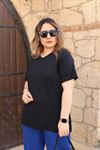 RENKTE V YAKA KISA KOL KOYU LACİVERT BLUZ
