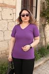 RENKTE V YAKA MOR KAŞKORSE TSHİRT