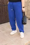 RENKTE BATTAL DOKUMA SAKS MAVİ PANTOLON
