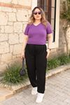 RENKTE CEPLİ BÜRÜMCÜK SİYAH PANTOLON
