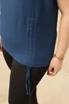 RENKTE BÜZGÜLÜ LACİVERT BLUZ