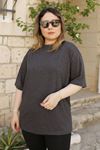 RENKTE GENİŞ KESİM DÜZ ANTRASİT BASİC TSHİRT