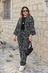 RENKTE GENİŞ KESİM DESENLİ KİMONO TAKIM