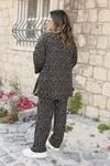 RENKTE GENİŞ KESİM DESENLİ KİMONO TAKIM