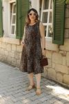 RENKTE KALIN ASKILI DESENLİ HELEN ELBİSE