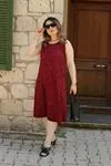 RENKTE KALIN ASKILI DESENLİ HELEN ELBİSE
