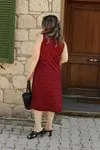 RENKTE KALIN ASKILI DESENLİ HELEN ELBİSE