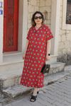 RENKTE KISA KOLLU HELEN DESENLİ ELBİSE