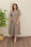 RENKTE KISA KOLLU HELEN DESENLİ ELBİSE