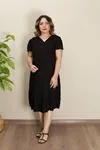 RENKTE TASARIM SİYAH ESNEK ELBİSE