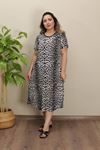 RENKTE KISA KOLLU LEOPAR DESEN ELBİSE