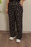 RENKTE DESENLİ ESNEK BÜRÜMCÜK BOL PAÇA PANTOLON