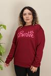 RENKTE BASKILI GENİŞ KESİM BORDO SWEAT