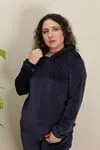 RENKTE GENİŞ KESİM ESNEK LACİVERT KADİFE TAKIM