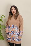 RENKTE GENİŞ KESİM KAHVE OTANTİK DESEN SWEAT & TUNİK