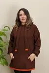 RENKTE GENİŞ KESİM CEPLİ KAHVERENGİ SWEAT & TUNİK