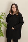 RENKTE DÜĞMELİ GENİŞ KESİM SİYAH SWEAT & TUNİK