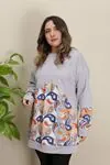 RENKTE GENİŞ KESİM GRİ OTANTİK DESEN SWEAT & TUNİK