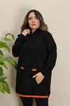 RENKTE GENİŞ KESİM CEPLİ SİYAH SWEAT & TUNİK