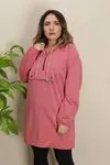 RENKTE FERMUARLI GENİŞ KESİM PUDRA PEMBE SWEAT & TUNİK