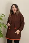 RENKTE GENİŞ KESİM CEPLİ KAHVERENGİ SWEAT & TUNİK