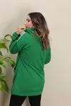 RENKTE GENİŞ KESİM CEPLİ KAPŞONLU YEŞİL SWEAT & TUNİK