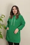 RENKTE GENİŞ KESİM CEPLİ KAPŞONLU YEŞİL SWEAT & TUNİK
