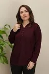 RENKTE GENİŞ KESİM V YAKA MÜRDÜM TRİKO BLUZ