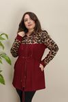 RENKTE LEOPAR GARNİLİ GENİŞ KESİM BORDO CEKET